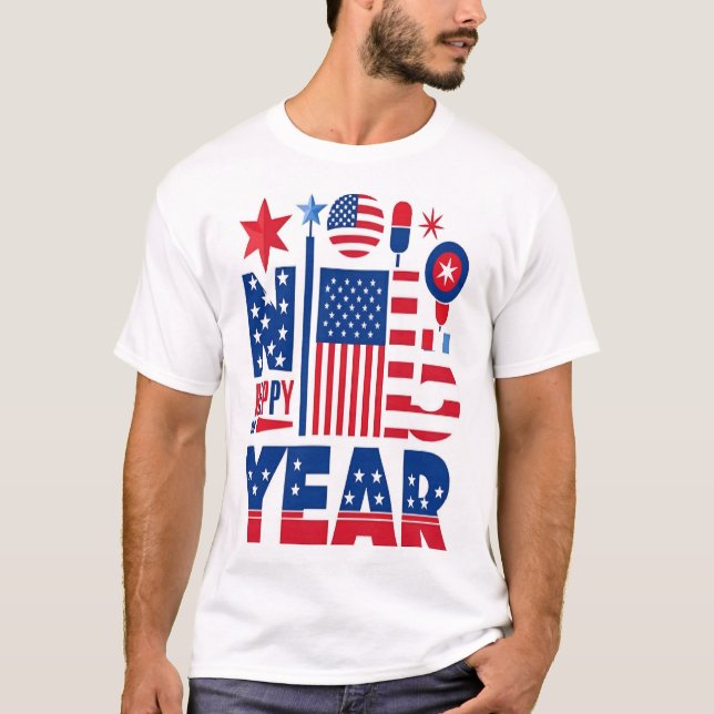GOTT NYTT ÅR MAN S USA SHIRT T (Framsida)