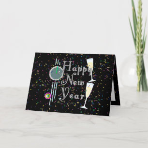 Gott nytt år med champagne och konfetti helgkort