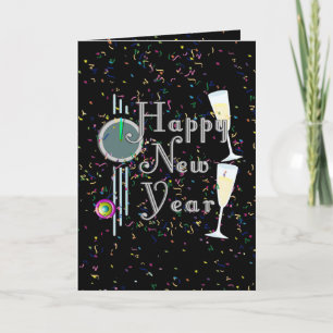 Gott nytt år med champagne och konfetti helgkort