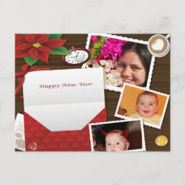 Gott nytt år med Holly Add Photos Postcard Helg Vykort
