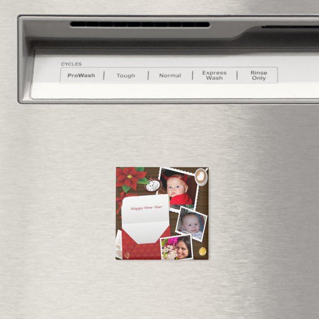 Gott nytt år med Holly Lägg till dina foton Magnet (In Situ (Dishwasher))