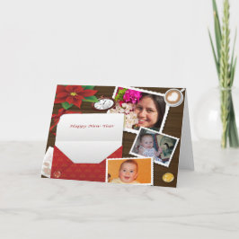 Gott nytt år med Holly Lägg till fotogratulationsk Helgkort