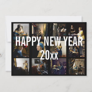 Gott nytt år med Johannes Vermeer Patchwork Julkort