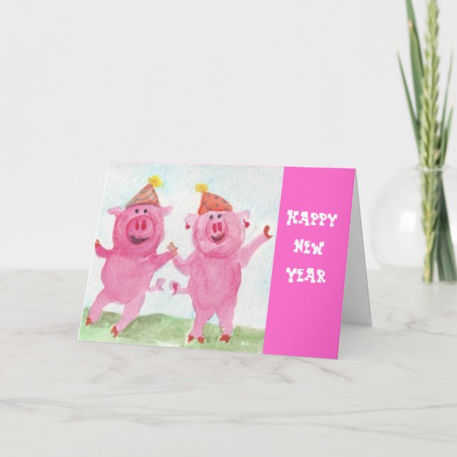 Gott nytt år med Party Pigs Helgkort (Framsida)