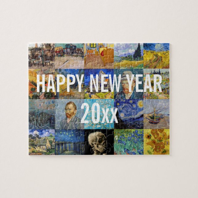 Gott nytt år med Van Goghs lappverk Pussel (Horisontell)