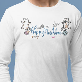 Gott nytt år mellan Kittens balanserade på ett gar T Shirt