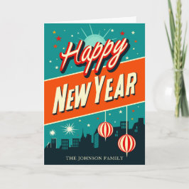 Gott nytt år Mid-Century Modern Helgkort