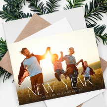 Gott Nytt År Minimalistisk Chic Fotokort
