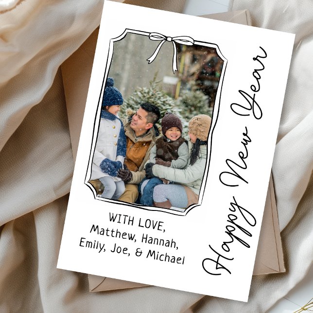 Gott nytt år Minimalistisk svart & vit foto Julkort (Skapare uppladdad)