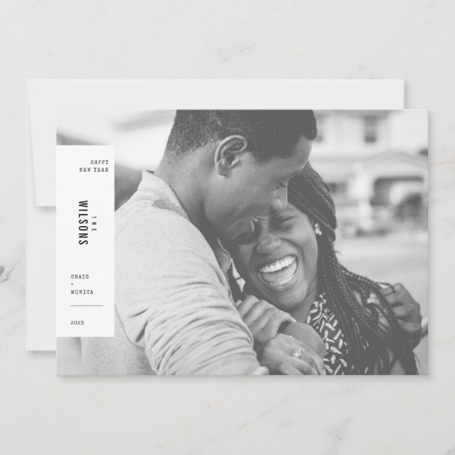 Gott nytt år minimalistiskt estetiskt foto julkort (Framsida)