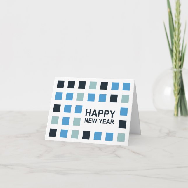 gott nytt år (mod squares) helgkort (Framsida)