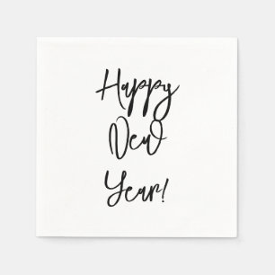 Gott nytt år! Modern Chic Black White-Roligt Pappersservett