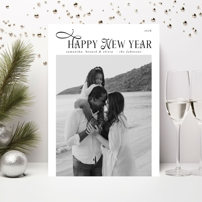 Gott Nytt År Modern Chic Familj 4 Bilder Kollage Julkort (Skapare uppladdad)