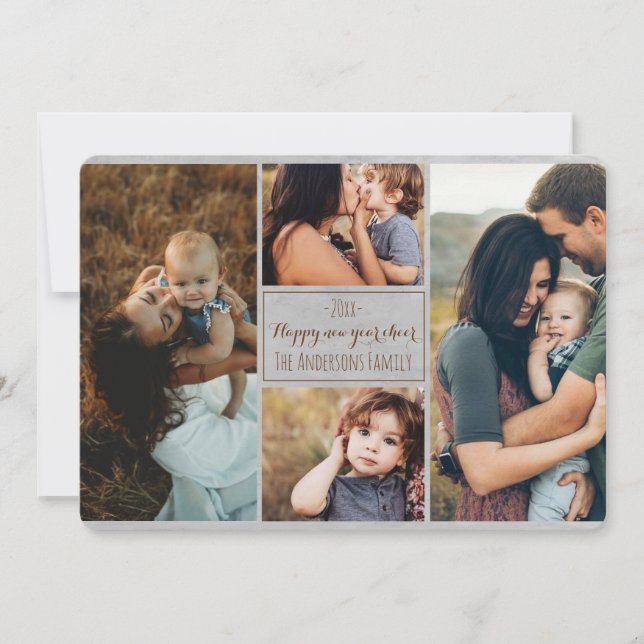 gott nytt år Modern Family Photo Collage Review Julkort (Framsida)