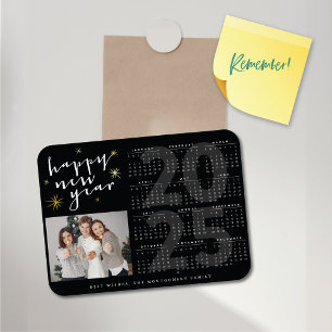 Gott nytt år Modern Guld Starburst 2025-kalender Magnet