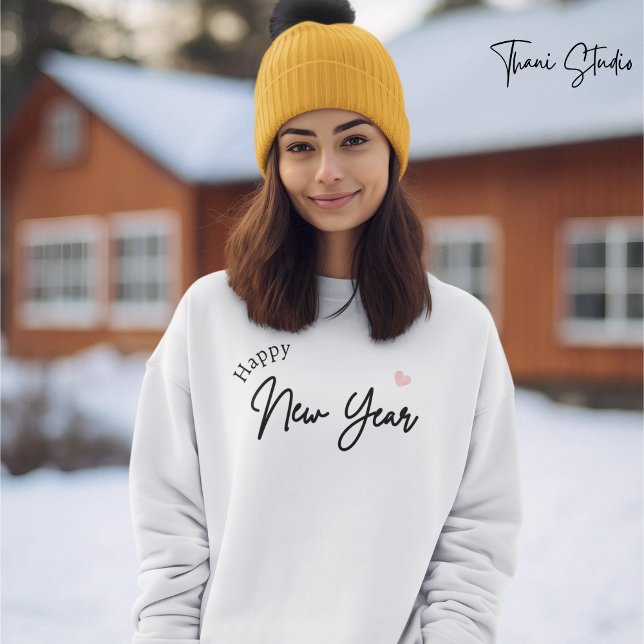 Gott nytt år Modern minimalistisk typografi vit T Shirt (Skapare uppladdad)