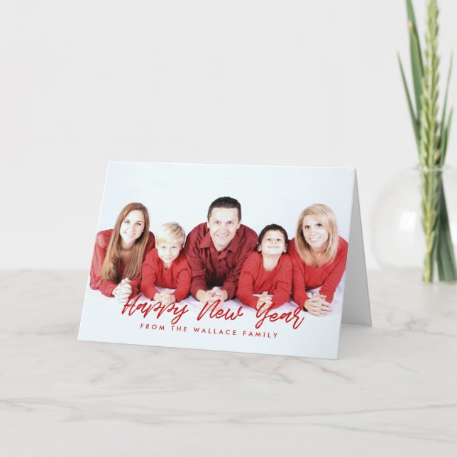 Gott nytt år Modern Red-teckensnitt Helgkort (Framsida)