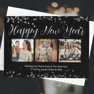 Gott nytt år Modern Script-fotokort Anteckningskort