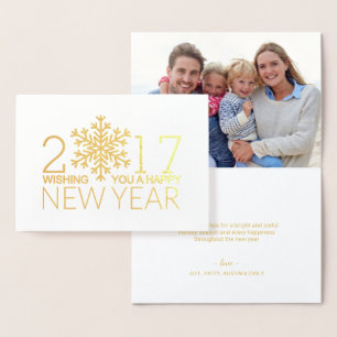 Gott nytt år Modern Snowflake Helgdag Foil Folierat Kort