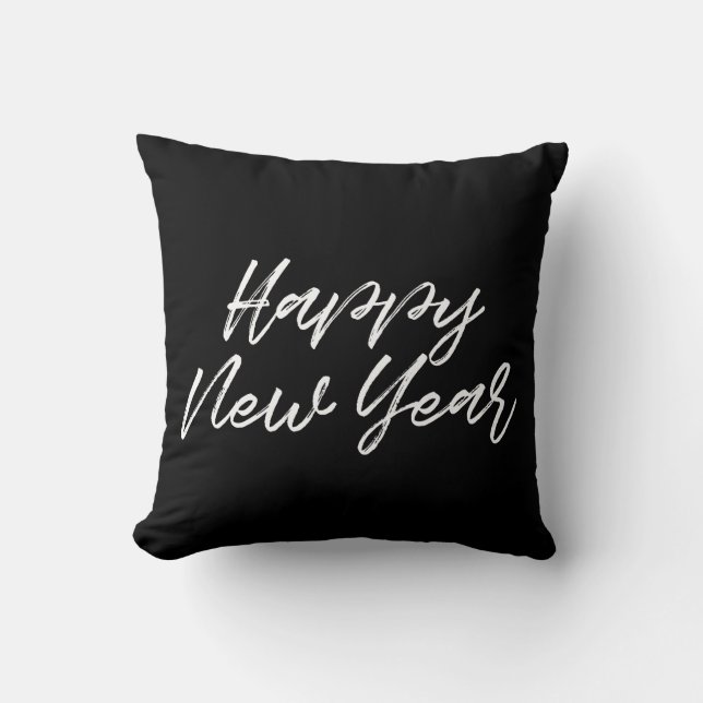 Gott nytt år modernt vitt teckensnitt kudde (Framsida)