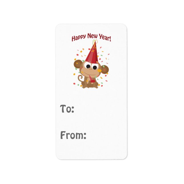 Gott nytt år Monkey Adressetikett (Framsidan)