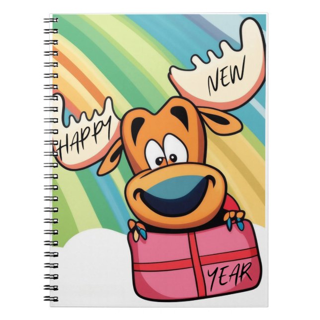 Gott nytt år Moose - Festive Firande Design Anteckningsbok (Framsidan)