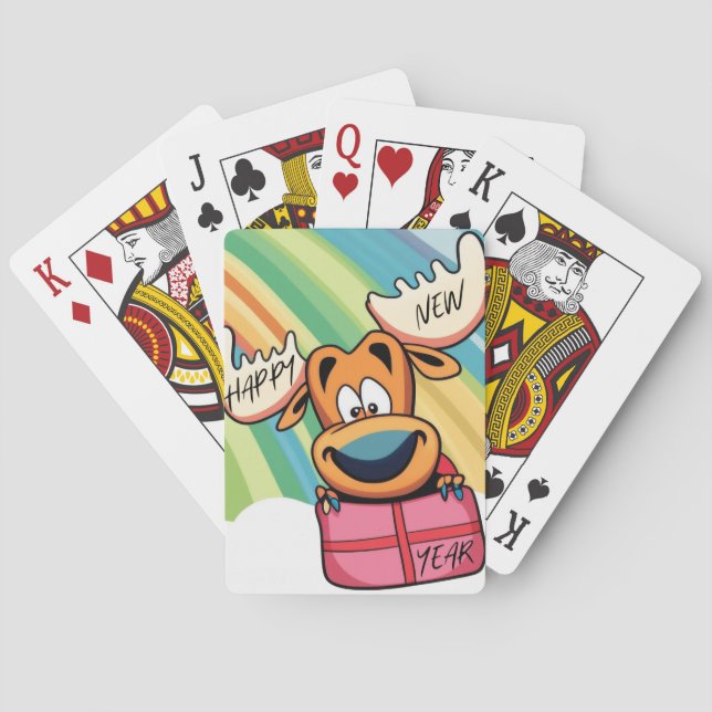 Gott nytt år Moose - Festive Firande Design Casinokort (Baksidan)
