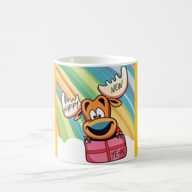 Gott nytt år Moose - Festive Firande Design Kaffemugg (Center)