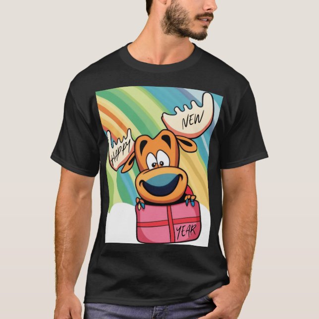 Gott nytt år Moose - Festive Firande Design T Shirt (Framsida)