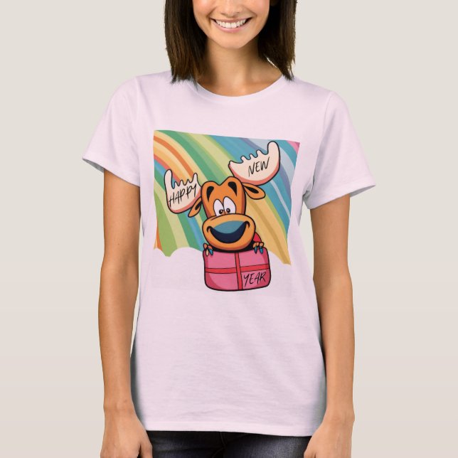 Gott nytt år Moose - Festive Firande Design T Shirt (Framsida)
