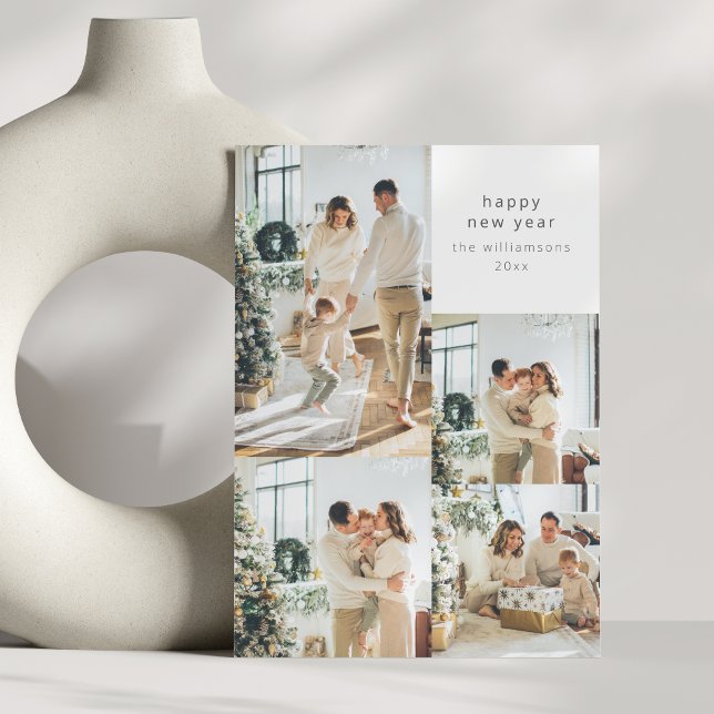 Gott Nytt År Multi Foto Collage Anpassad Meddeland Julkort (Skapare uppladdad)