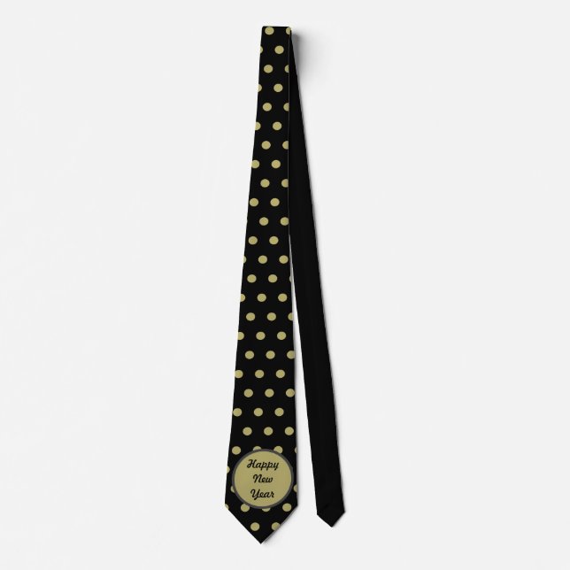 Gott nytt år Neck Tie (Svarta och Guld) Slips (Framsida)