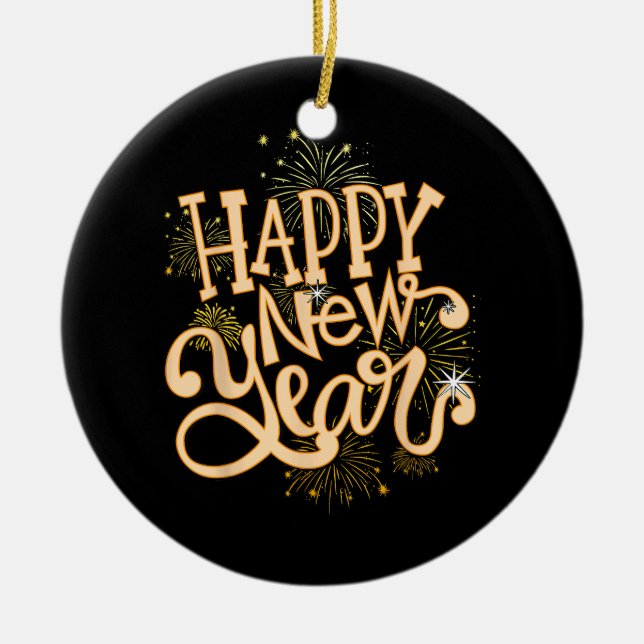 Gott nytt år Nyårsafton Party Kvinnor i Manar Fami Julgransprydnad Keramik (Framsidan)