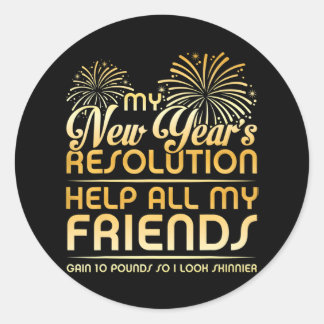 Gott nytt år NYE 2024 Party resolution Runt Klistermärke
