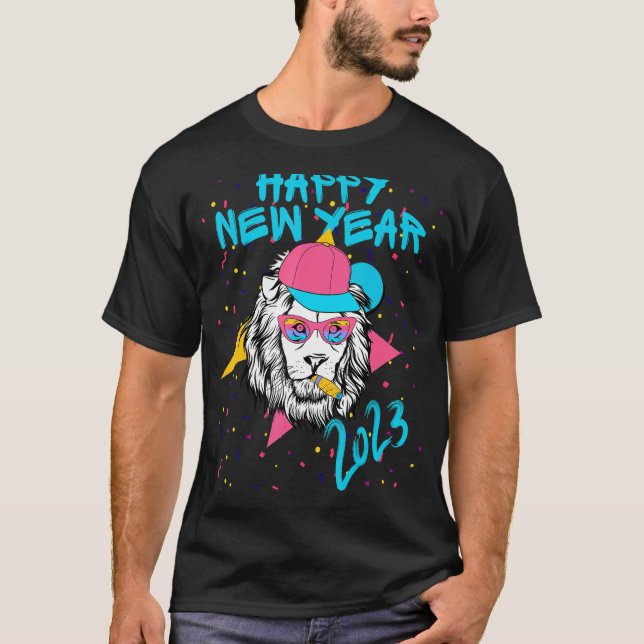 GOTT NYTT ÅR NYE PARTY GOTT NYTT ÅR LEJON T SHIRT (Framsida)