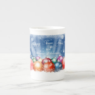 Gott nytt år- och god julbaubles benporslin mugg