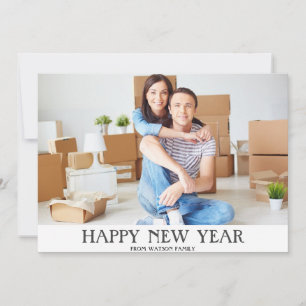 Gott nytt år och Nytt adress foto Med kalender Julkort