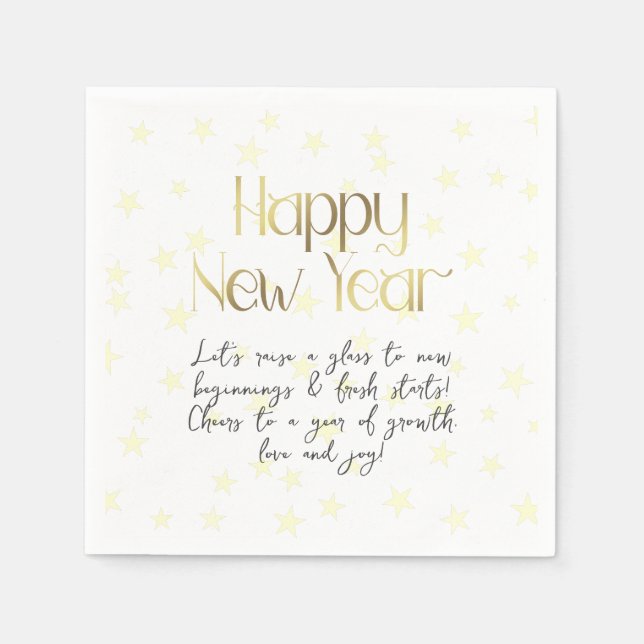 Gott nytt år och Önskemål Guld Pappersservett (Framsidan)
