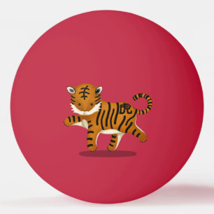 "Gott nytt år" på kinesiska 2022 Tiger Red Pingisboll