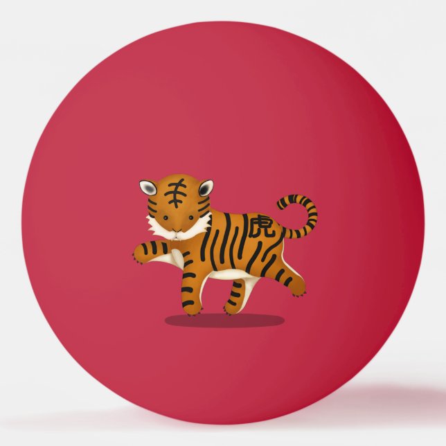 "Gott nytt år" på kinesiska 2022 Tiger Red Pingisboll (Framsidan)