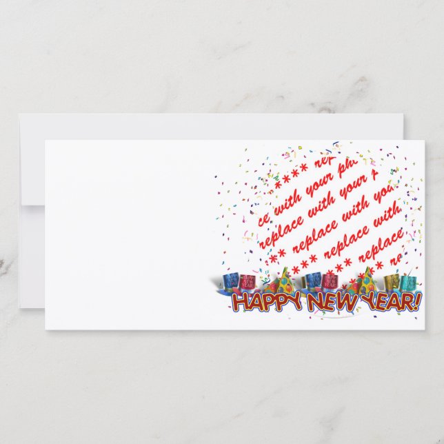 Gott nytt år Party Hats Photo Ram Julkort (Framsida)