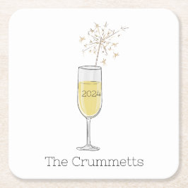 Gott nytt år Party Helgdag Champagne Anpassningsba Underlägg Papper Kvadrat