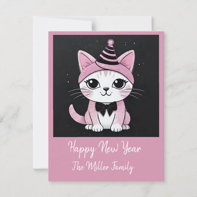 Gott nytt år party - Katt i Disguise Julkort (Framsida)