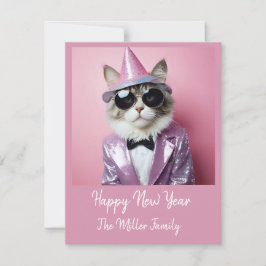 Gott nytt år party - Katt i Disguise Julkort