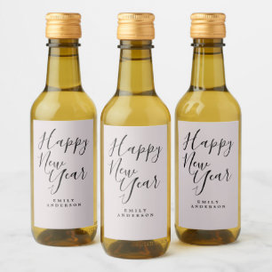 Gott nytt år Pastel Lila Personlig Party Vinetikett