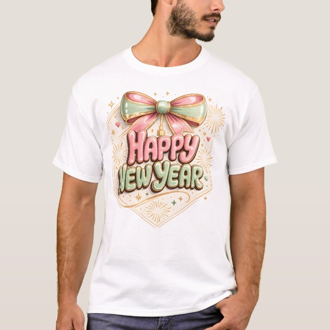 Gott nytt år Pastellbåge Festiv T Shirt (Framsida)
