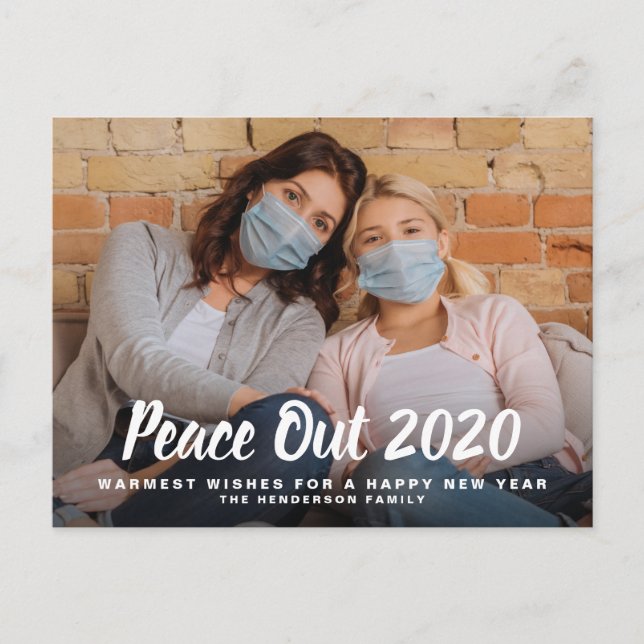 Gott nytt år Peace Out 2020 Photo Helg Vykort (Framsida)