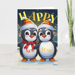 Gott nytt år Penguin Helgkort