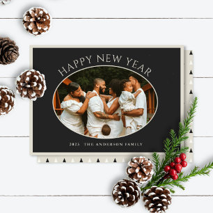 Gott nytt år Photo Black Taupe Cameo Helgdag Ca Julkort