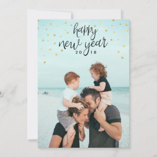 gott nytt år Photo Festive Chic Guld Glitter Julkort